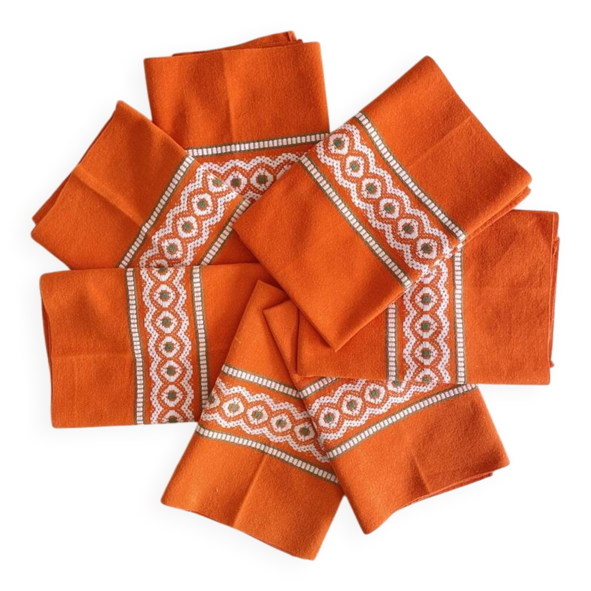 Set of 8 70's Basque style jacquard napkins - 50x47cm - cotton