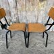 Pair of antique chairs in black metal + wooden seat & back