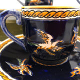 6 cups blue Gien Renaissance coffee