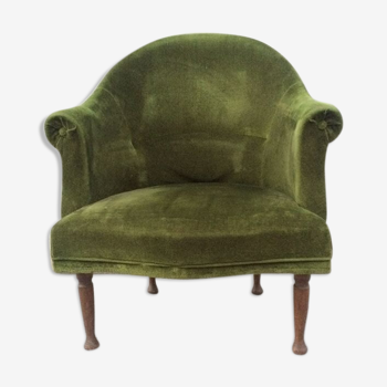 Fauteuil crapaud velours vert