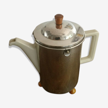 Teapot art deco thermos Bauscher Weiden silver metal and Bakelite feet 1930's