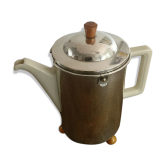 Teapot art deco thermos Bauscher Weiden silver metal and Bakelite feet 1930's