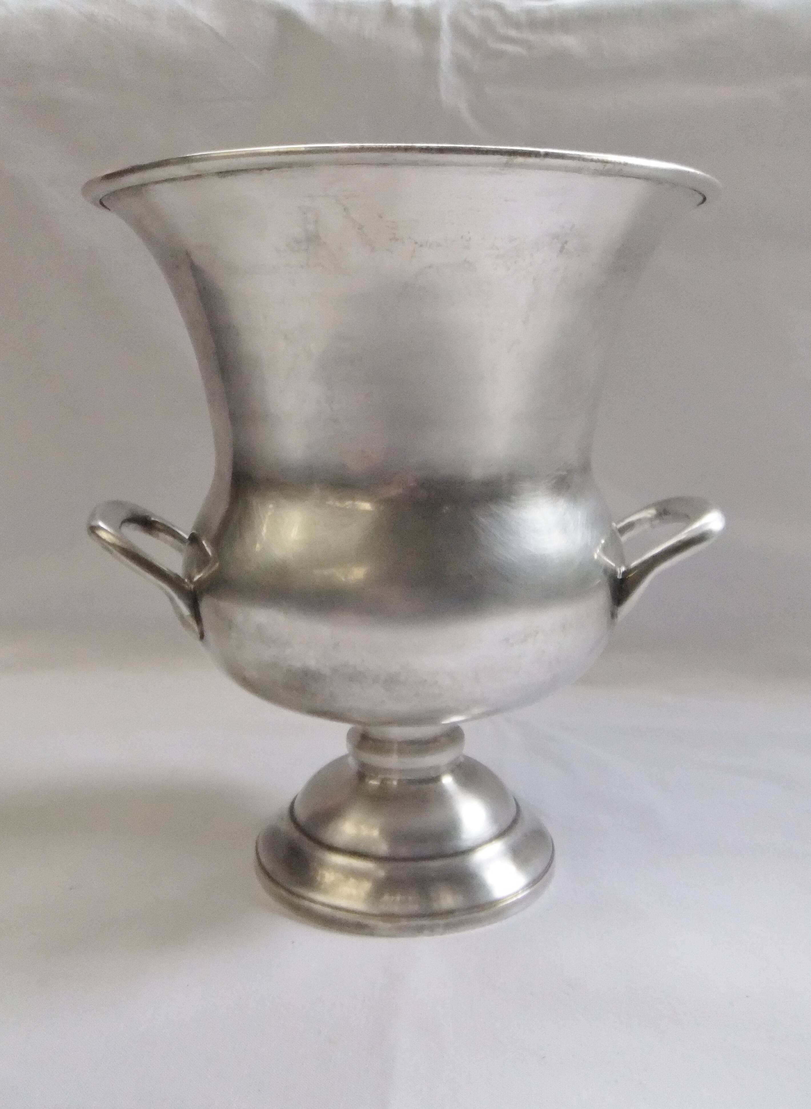 Old champagne bucket with vintage silver metal cooler Medici