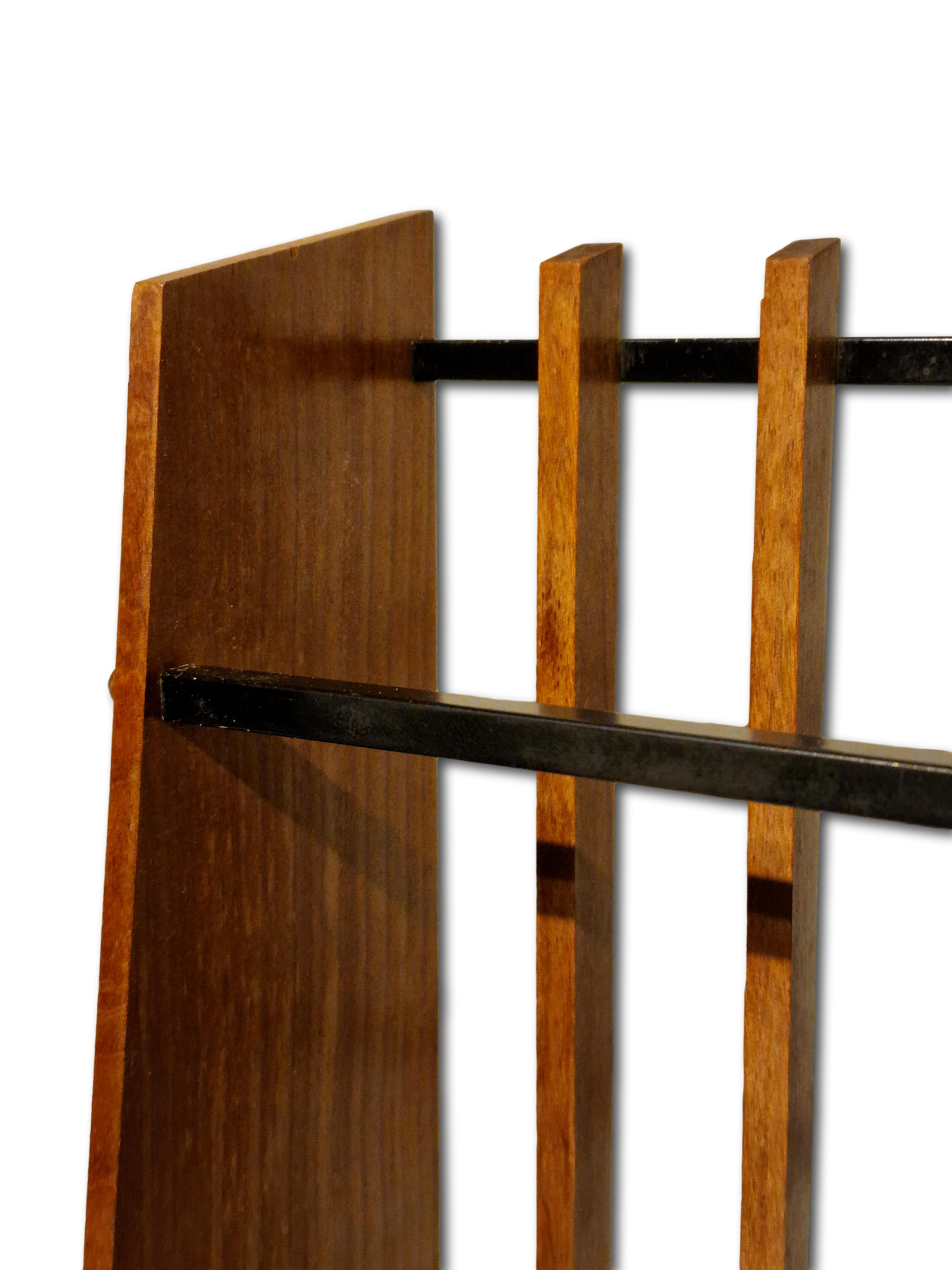 Italian umbrella door in teak and metal, 1960s