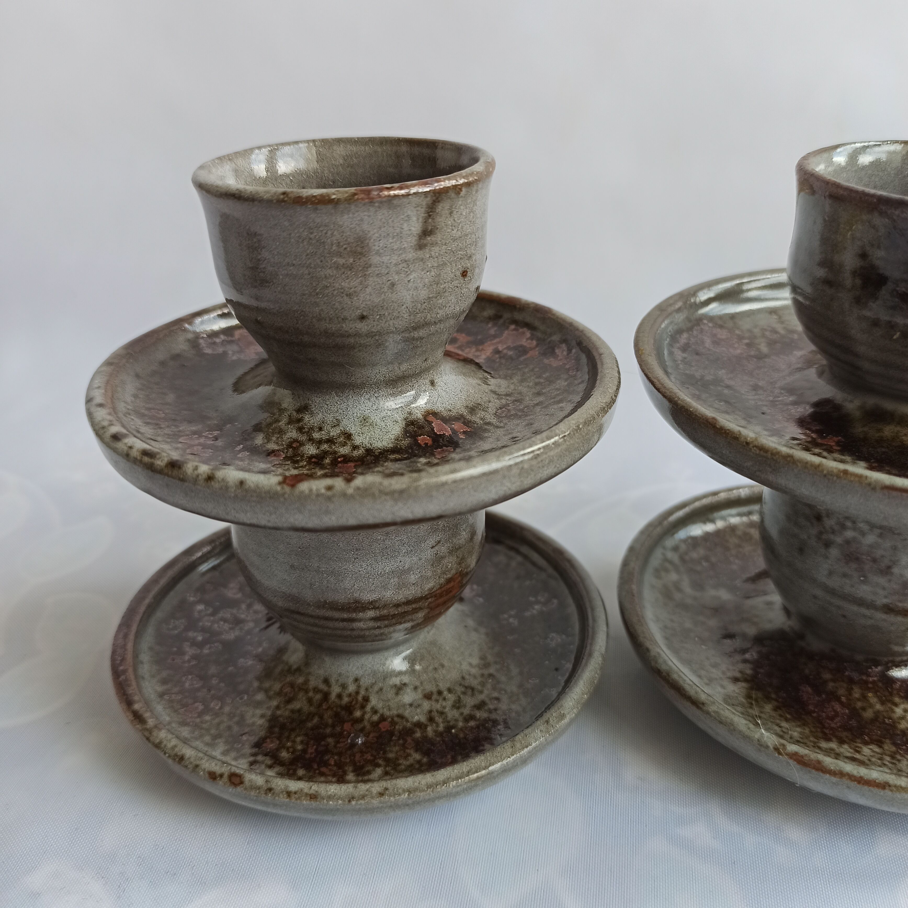 Sandstone shells signed Chantal - Thierry Robert vintage pottery