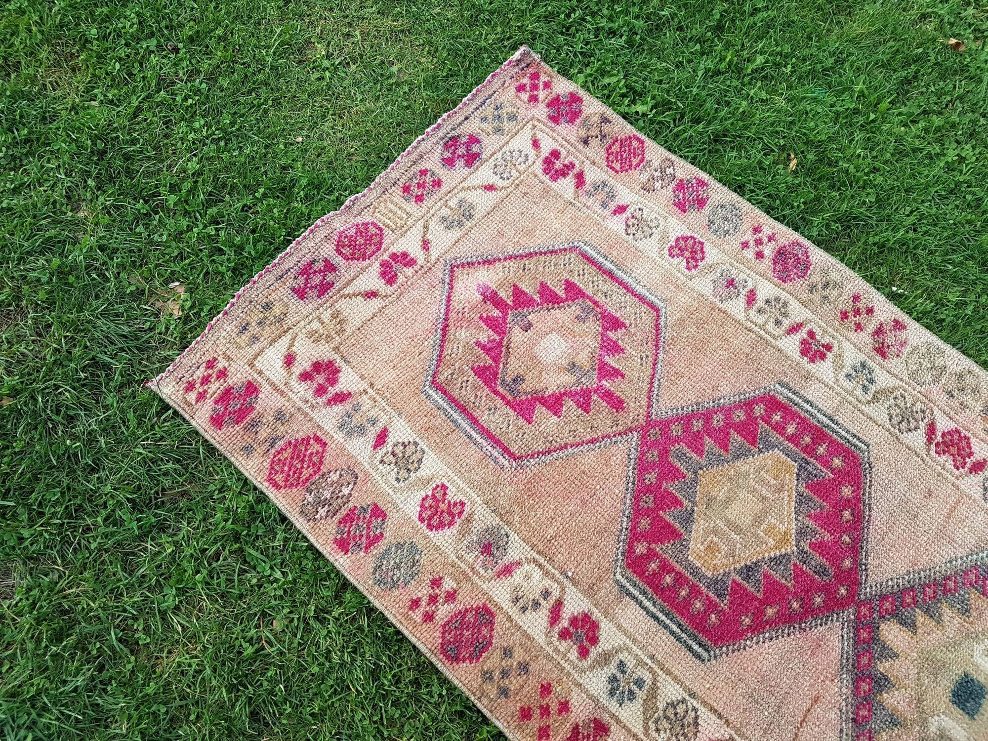 Vintage Turkish hallway rug 86x405 cm