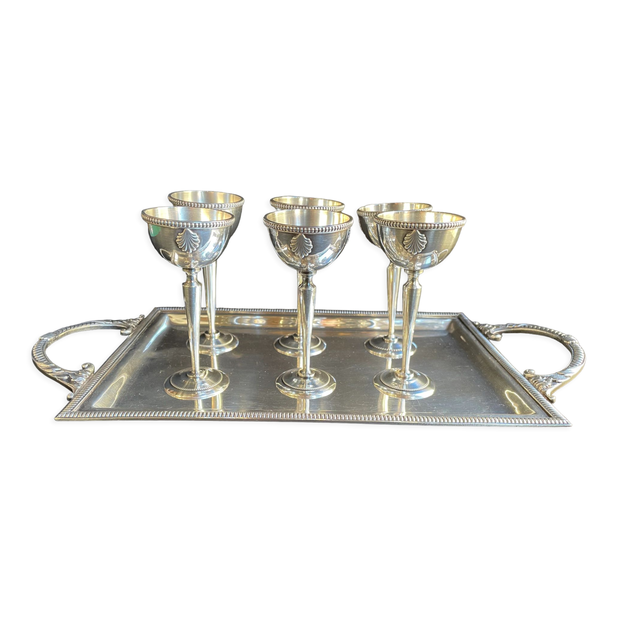 Louis XV style silver metal liquor service