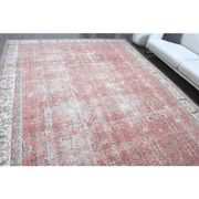 1960s Vintage Persian Handmade Wool Cotton Light Red Area Rug 280x360