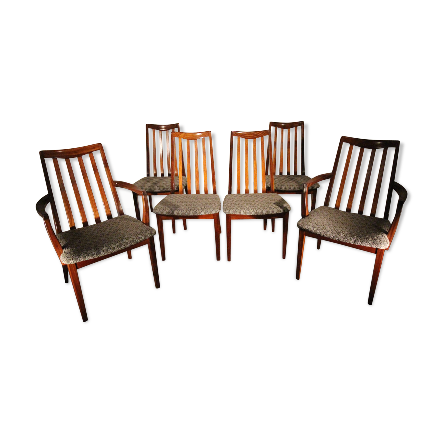 1970 set of 4 chairs and 2 armchairs