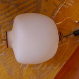 50's, 60'S design pendant lamp in opaline and teak by Goffredo Reggiani.