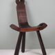 Spanish birth stool in carved wood – mid-century, brutalist spirit