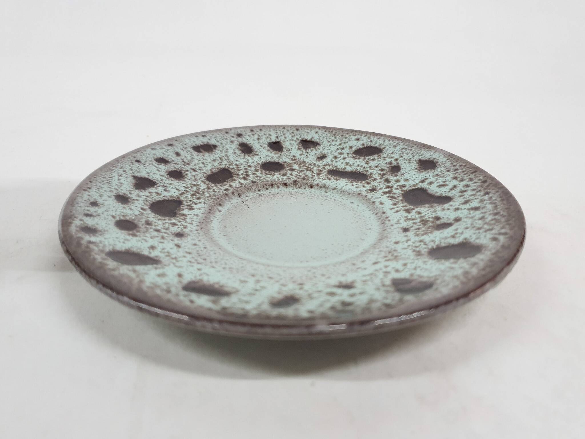 Ceremic lava cup in brown and turquoise, 1970's