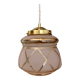 Suspension globe vintage art déco en verre rose et doré