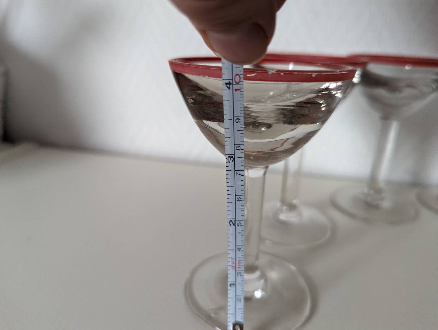 Bistro glass, thick bottom with red rim, 1950s