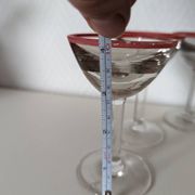 Bistro glass, thick bottom with red rim, 1950s
