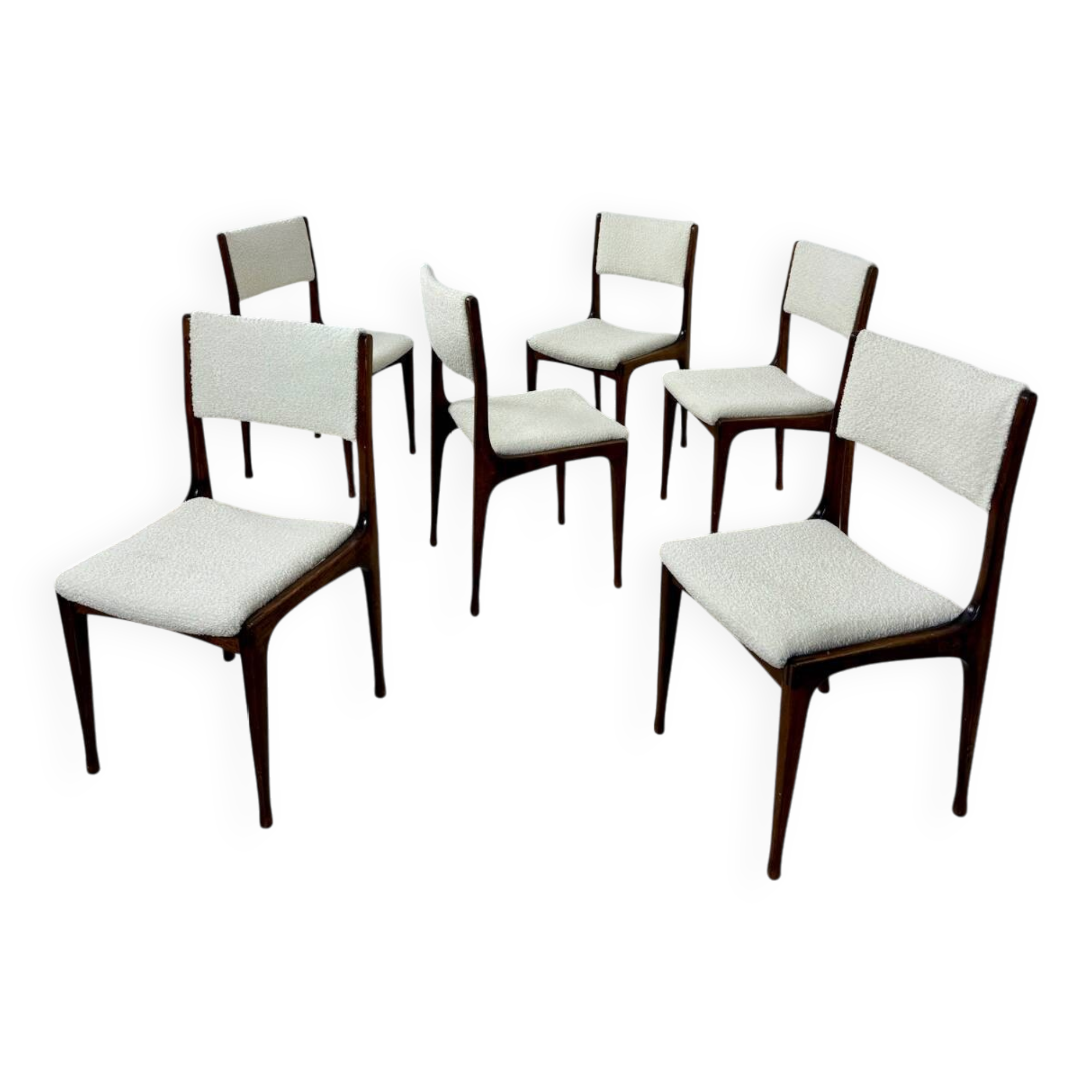 Set of 6 Italian design chairs Carlo de Carlo Cassina model 693 late 50s bouclette