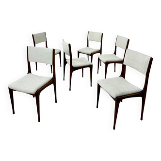 Lot de 6 chaises design italien Carlo de Carlo Cassina modèle 693 fin années 50 bouclette