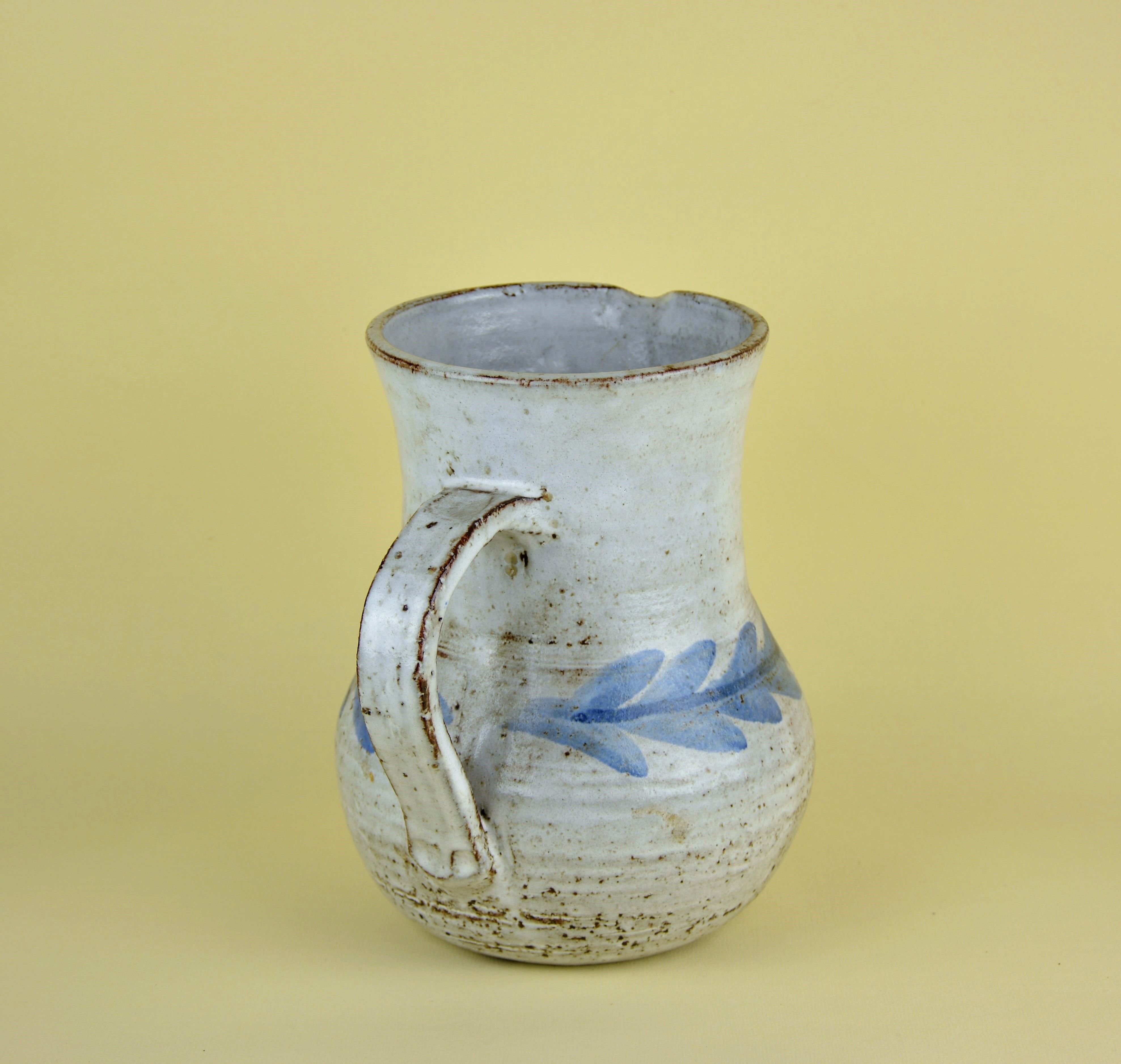 Albert Thiry pitcher with stylized blue leaves