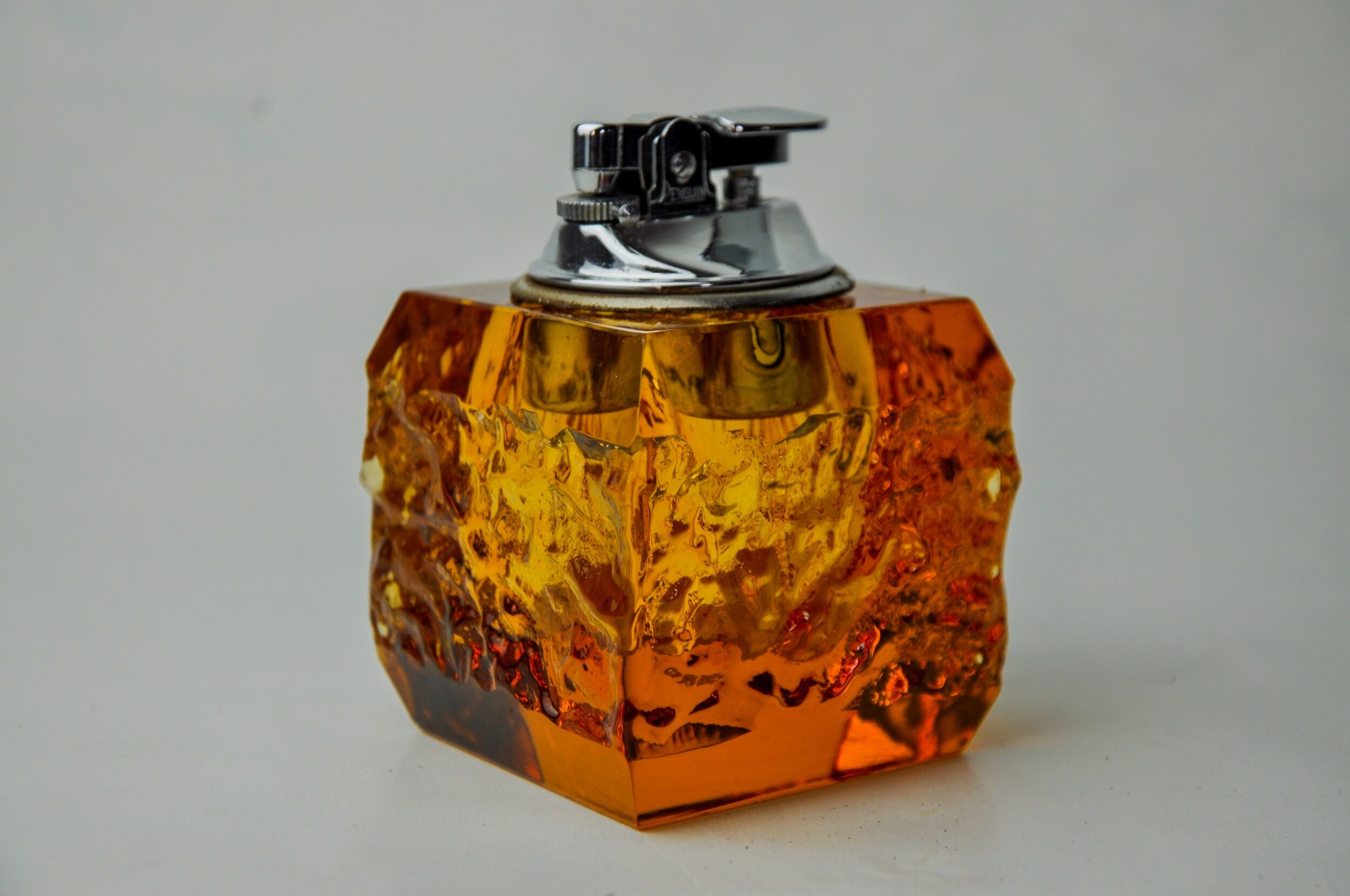 Orange ice lighter by Antonio Imperatore, murano glass, Italy, 1970