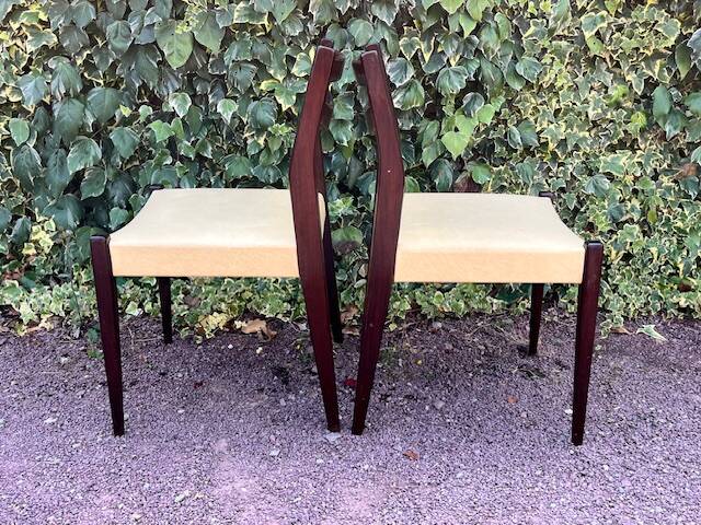 6 Scandinavian chairs with pale yellow skai seats