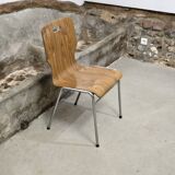 1960s chair in curved plywood on stainless steel base