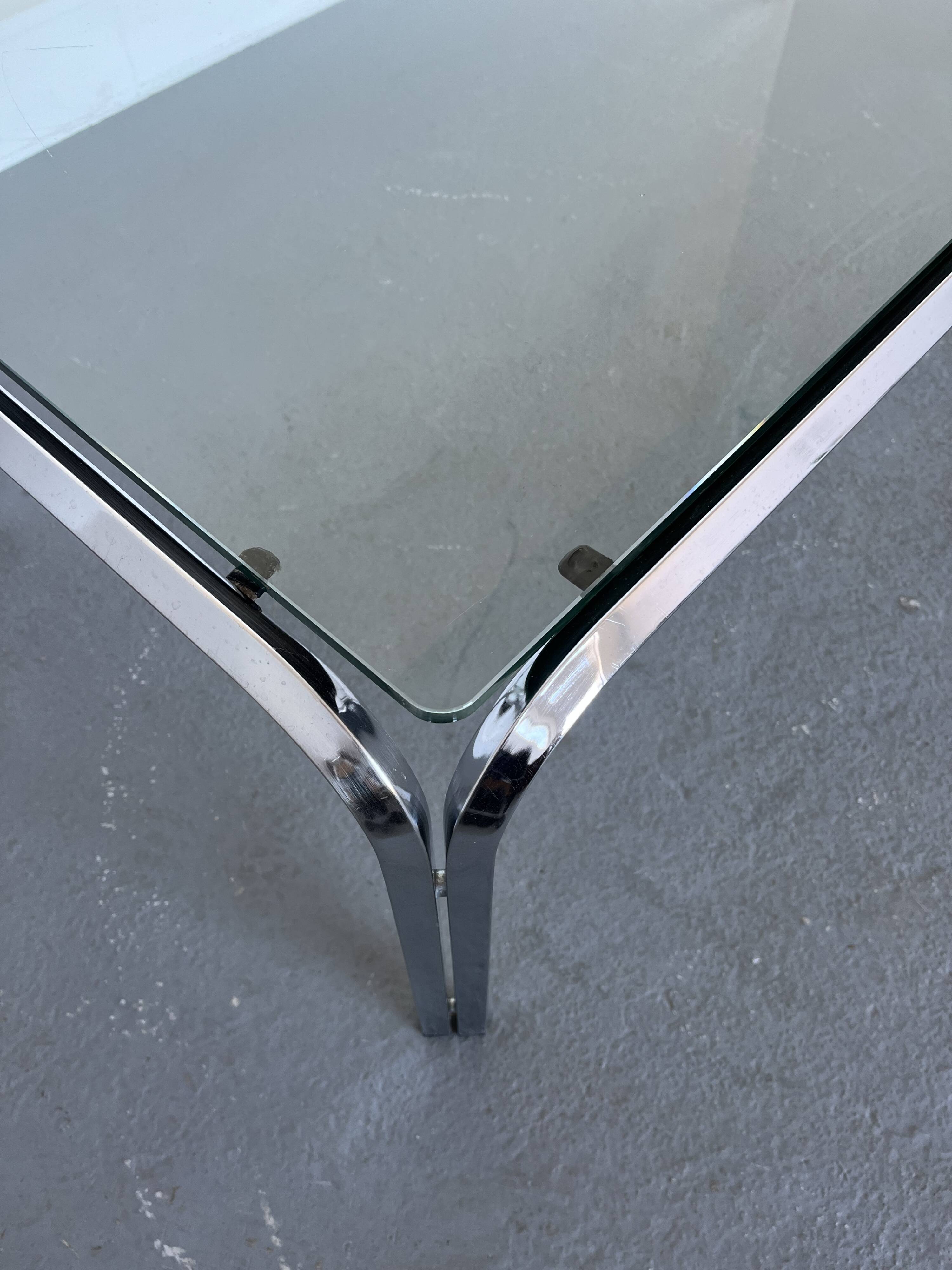 Vintage coffee table with  glass & chrome frame, 1970s