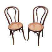 Paire de chaises bistrot en cannage époque 1900