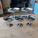 5 antique stainless steel ice cream cups