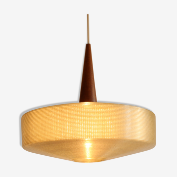 Early plastics cellulose and teak pendant lamp by John and Sylvia Reid for Rotaflex, UK, 1950s
