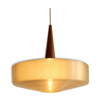 Early plastics cellulose and teak pendant lamp by John and Sylvia Reid for Rotaflex, UK, 1950s