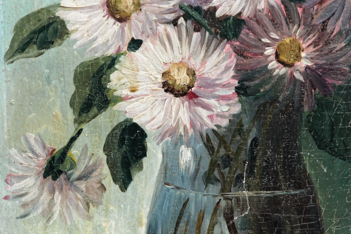 Oil on panel - Bouquet of flowers