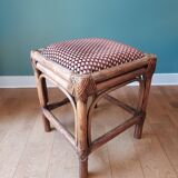 Rattan and velvet stool