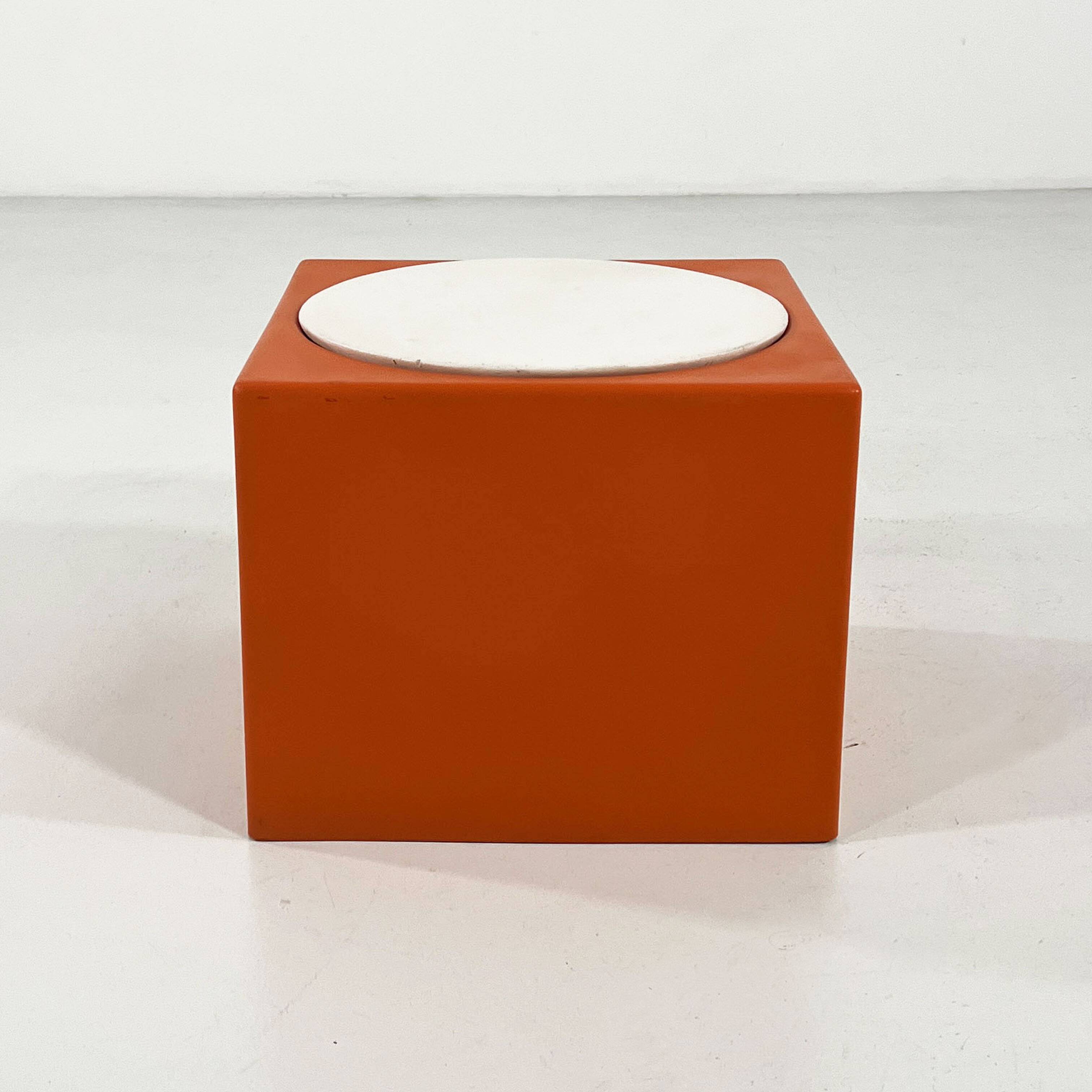 Orange and white stool Il Kubile by MIM Roma, 1970