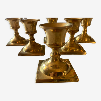 Series of 6 vintage brass candle holders