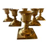 Series of 6 vintage brass candle holders