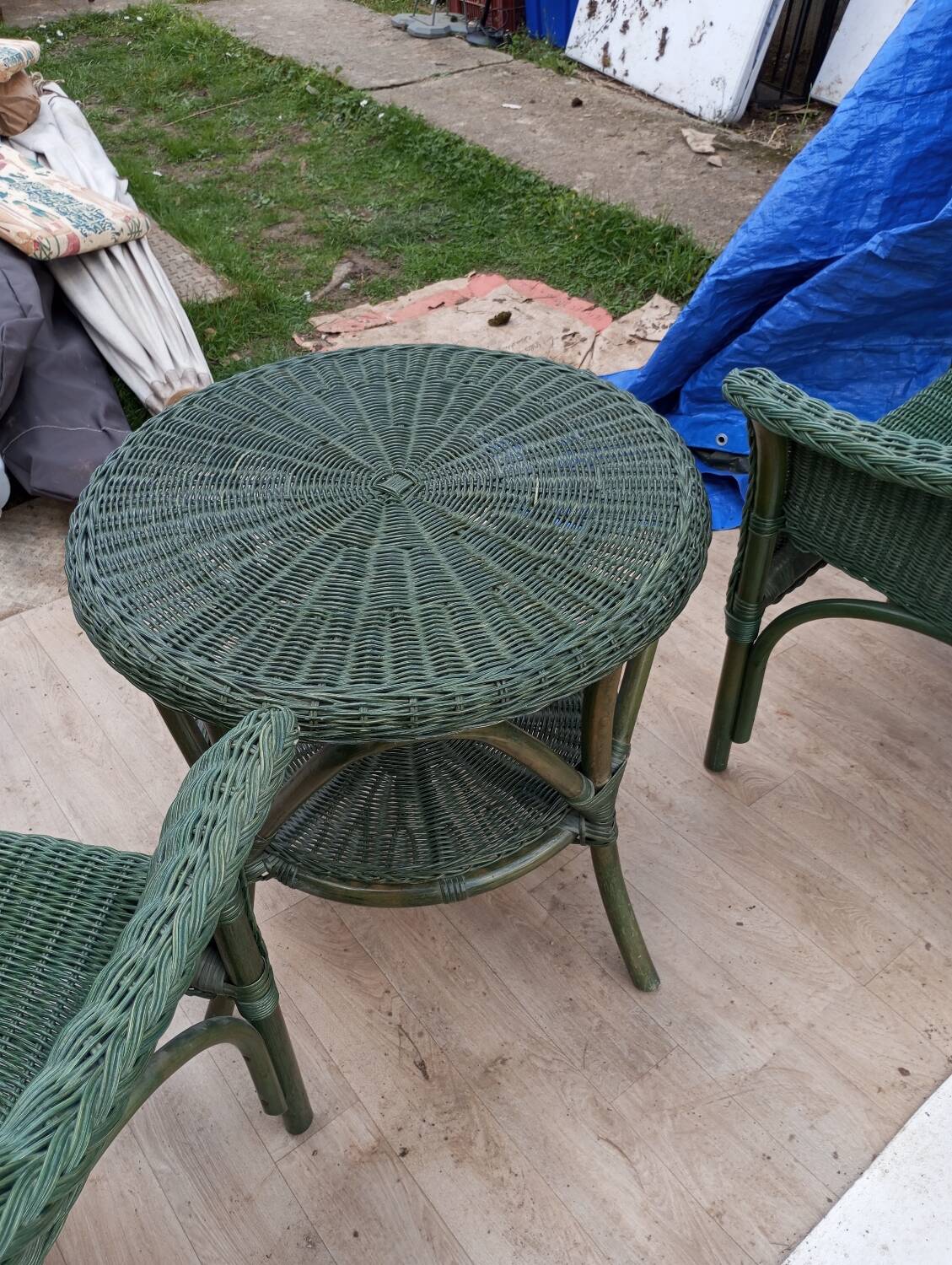 Rattan armchair table set