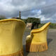 Pair of yellow toad armchairs