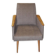 Pair of grey fabric lounge chairs with lacquered armrests and wood - 1960s