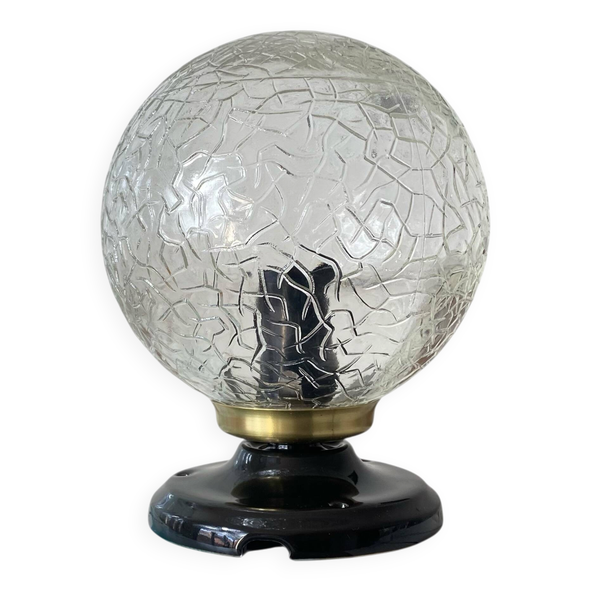 Ceiling light or wall light with cracked glass globe, 13 cm, porcelain rose.