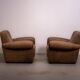 Mickey armchairs by Baxter Italy in camel Nabuk leather, around 1998.