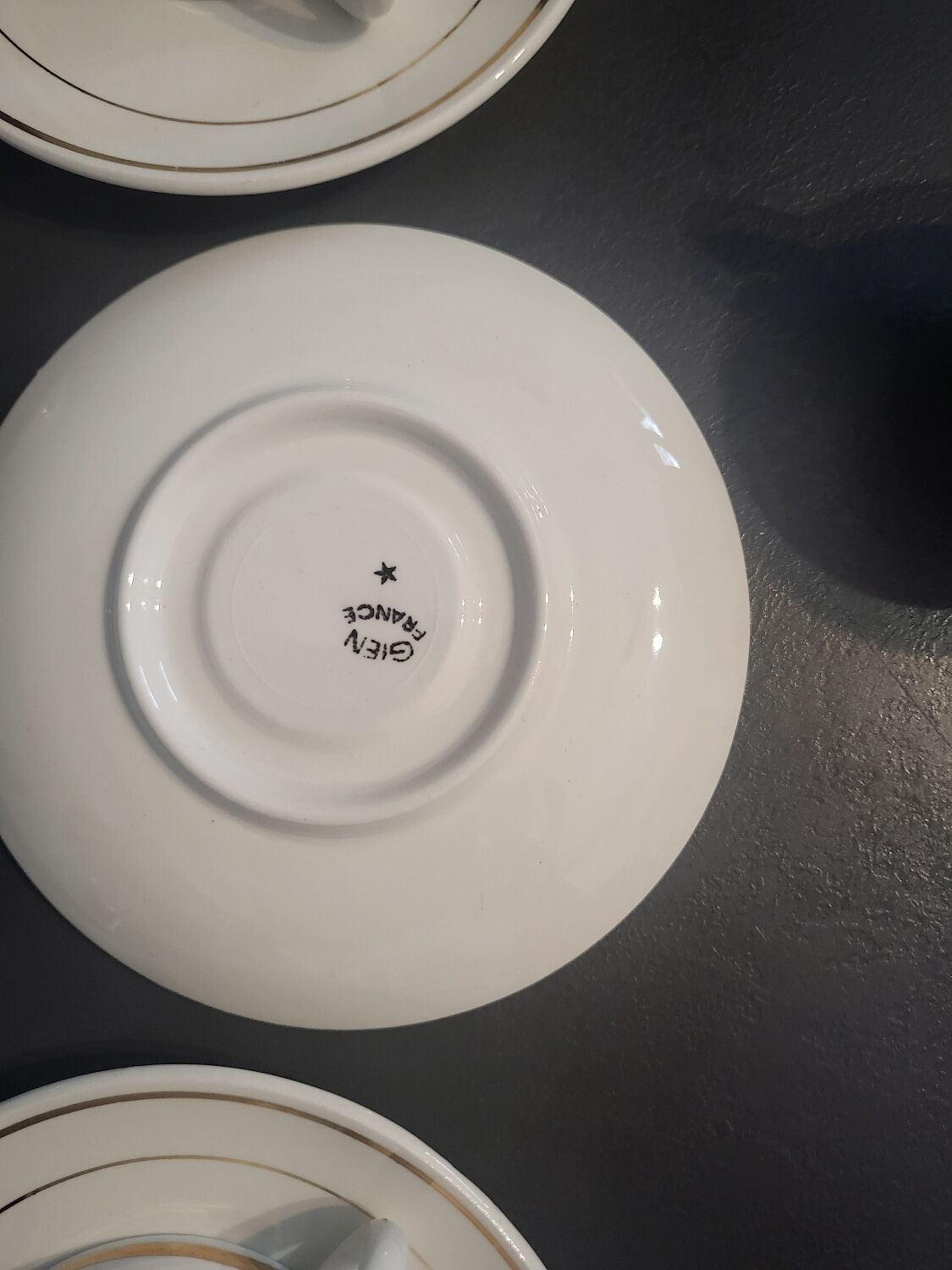 8 Gien cups and 8 saucers