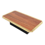 Table Basse En Travertin Rouge Et Laiton, Belgique C.1970