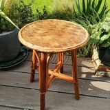 Rattan stool and braided chestnut