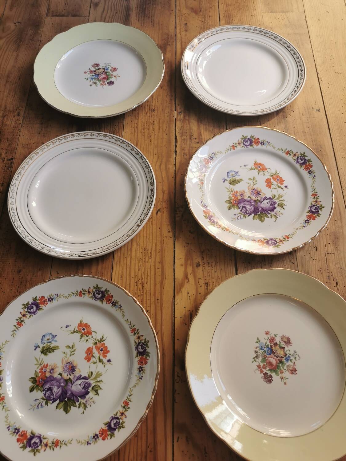 Mismatched vintage dinner plates