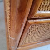 Vintage rattan chest of drawers circa 70s