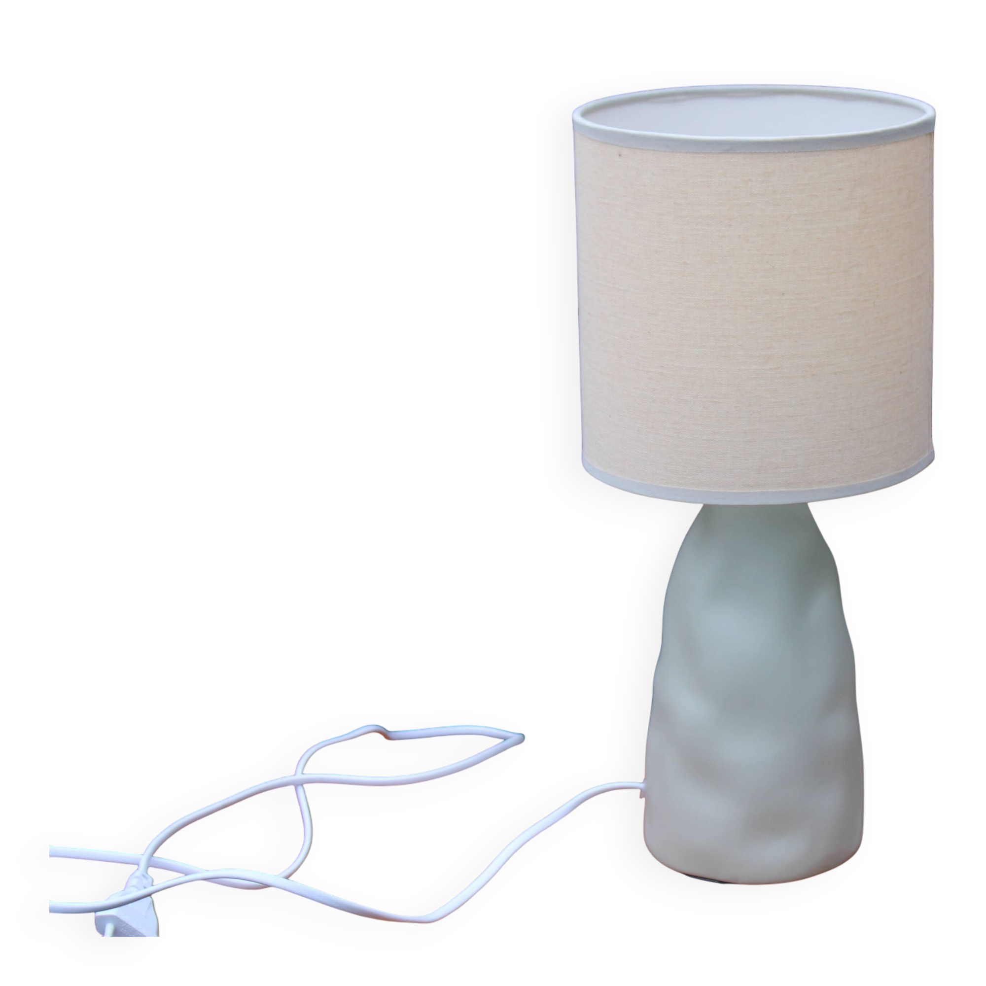 Lampe en céramique vert-gris, style minéral – H37