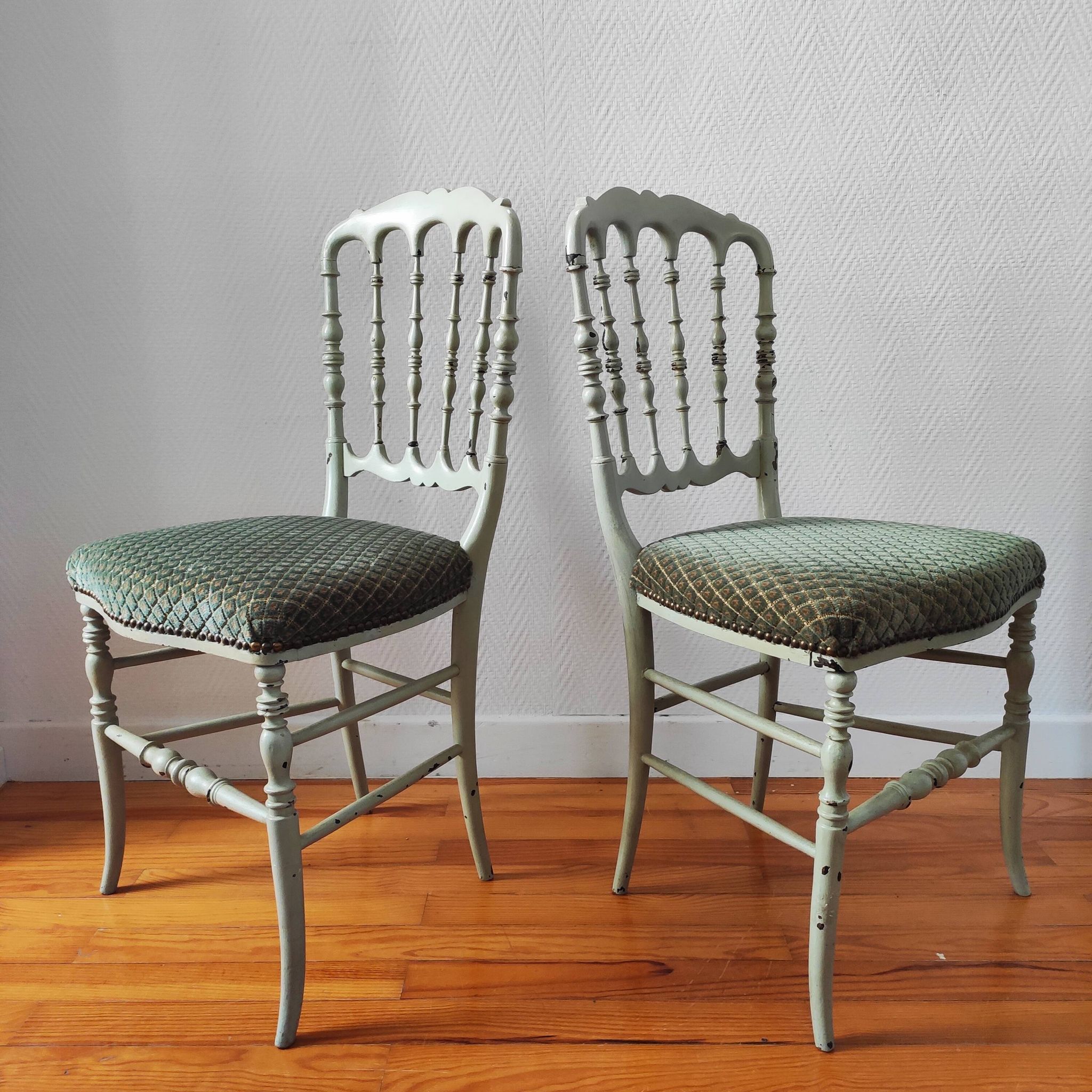 Paire de chaises Napoléon III patinées