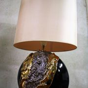 Pair of carved ceramic by Georges Deliège Belgique desk lamps
