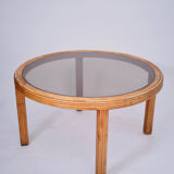 Rattan round dining table, 1970