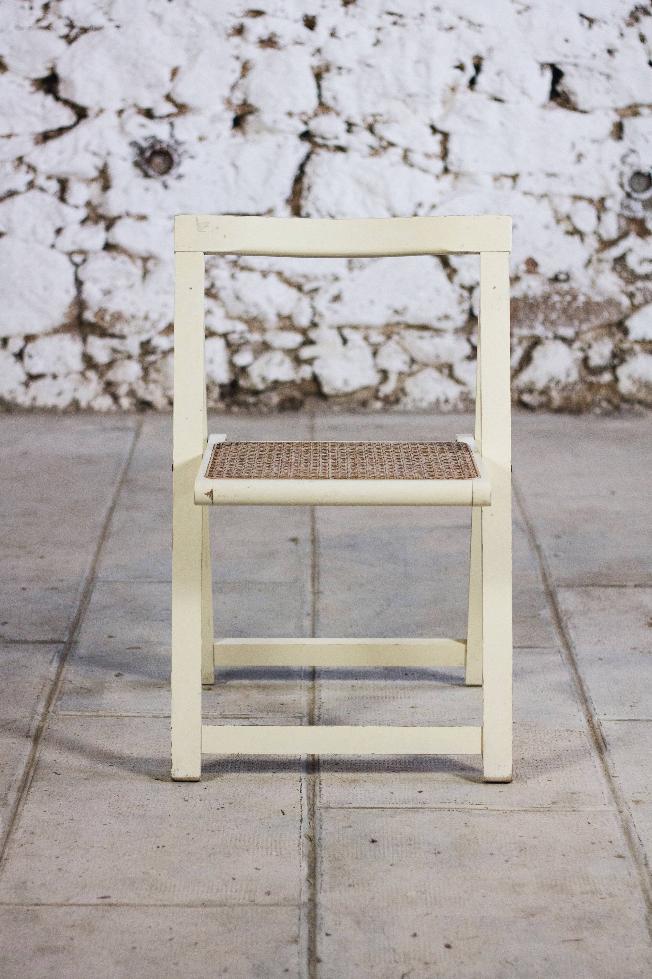 4 vintage folding cane chairs